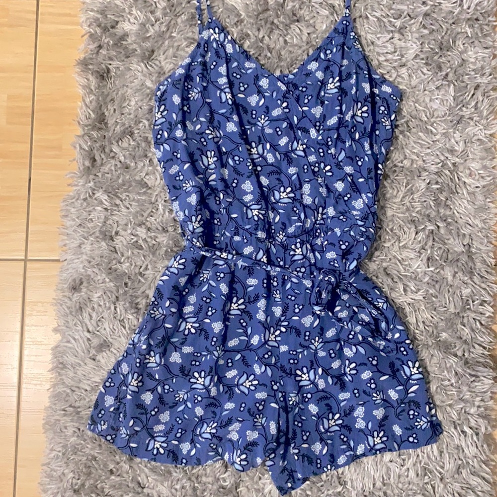 Blue floral romper